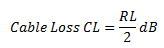 TDR cable loss or insertion loss in dB expressed as a function of s-parameter scattering parameter S21